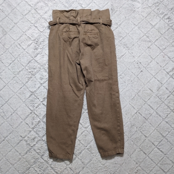 Blank NYC Paperbag Waist Tapered Pants Women's 26 Sand Storm Twill Belt - Picture 4 of 6